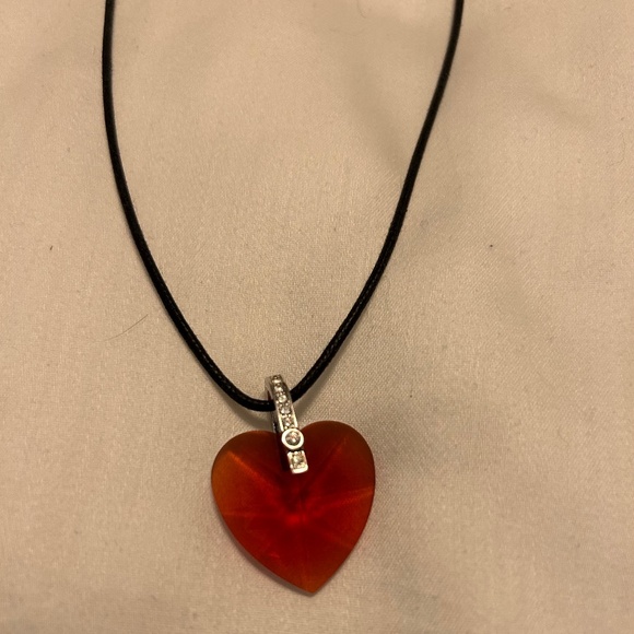 Swarovski Ruby Red Heart Pendant Necklace – Crystal & Rhodium Finish - Picture 2 of 4